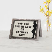 カウボーイ父の日、義理の息子、ウッド素朴ルック カード (黄色い花)