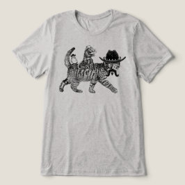 カウボーイ猫に乗せられたネズミ ウエスタンライン トライブレンドTシャツ