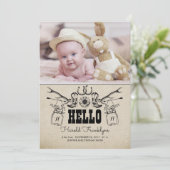 カウボーイ生まれたばかりのベビー写真誕生のお知らせ 案内状 (スタンド正面)