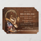 カウボーイ男らしハットブーツウッドウェスタン 招待状 (正面/裏面)