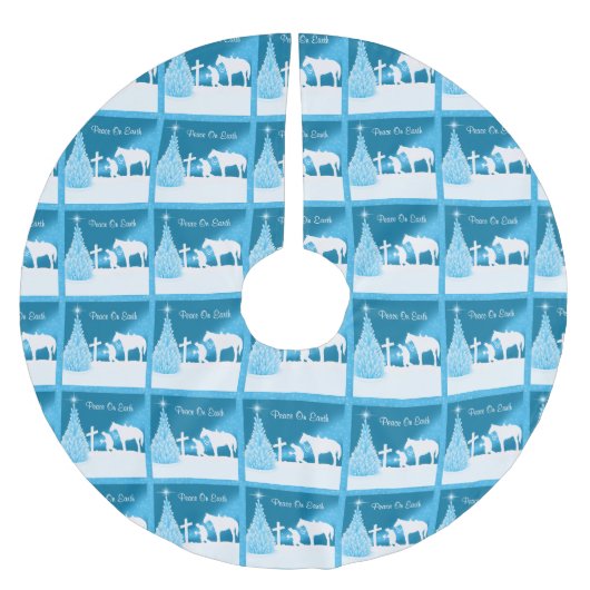 カウボーイ祈が十字西クリスマスに ブラッシュドポリエステルツリースカート (正面)