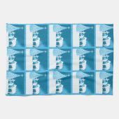 カウボーイ祈の雪のシーン西クリスマス キッチンタオル (横)