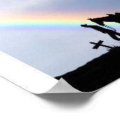 カウボーイ祈りの言葉シルエットとレインボーポスター ポスター (角)