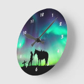 カウボーイ祈りの言葉シルエットウォールクロック ラウンド壁時計 (傾斜)