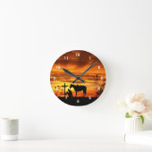 カウボーイ祈りの言葉シルエットウォールクロック ラウンド壁時計 (ホーム)