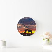 カウボーイ祈りの言葉シルエットウォールクロック ラウンド壁時計 (ホーム)