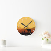 カウボーイ祈りの言葉シルエットウォールクロック ラウンド壁時計 (ホーム)