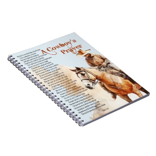 カウボーイ祈りの言葉西キリスト教宗教馬 ノートブック (右側)