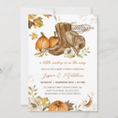 カウボーイ秋カボチャ小さなカウボーイ赤ちゃんシャワー 招待状 (正面)