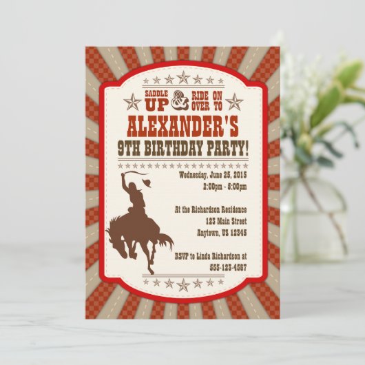 カウボーイ第9回誕生日パーティーの招待 招待状 (スタンド正面)