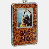 カウボーイ素朴ウエスタンの道具付き革写真 シルバープレートフレームオーナメント (右)