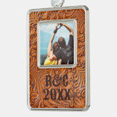 カウボーイ素朴ウエスタンの道具付き革写真 シルバープレートフレームオーナメント (左)