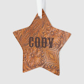 カウボーイ素朴ウエスタンカントリー工具革プリント オーナメント (正面)