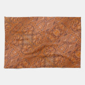 カウボーイ素朴ウエスタンカントリー工具革プリント キッチンタオル (横)