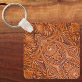 カウボーイ素朴ウエスタンカントリー工具革プリント キーホルダー (正面)