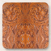 カウボーイ素朴ウエスタンカントリー工具革プリント コースター (正面)