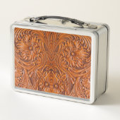 カウボーイ素朴ウエスタンカントリー工具革プリント メタルランチボックス (裏面)