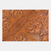 カウボーイ素朴ウエスタンカントリー工具革プリント ラッピングペーパーシート (正面3)