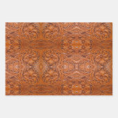 カウボーイ素朴ウエスタンカントリー工具革プリント ラッピングペーパーシート (正面)