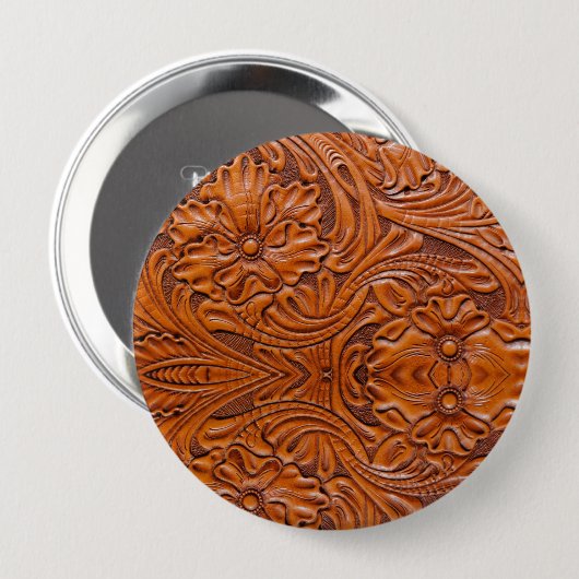 カウボーイ素朴ウエスタンカントリー工具革プリント 缶バッジ (正面&裏面)