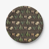 カウボーイ素朴ウエスタンロデオ木製バースデーパーティー ペーパープレート (正面)