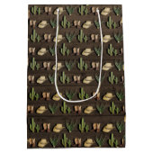 カウボーイ素朴ウエスタンロデオ木製バースデーパーティー ミディアムペーパーバッグ (裏面)