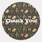 カウボーイ素朴ウエスタンロデオ木製バースデーパーティー ラウンドシール (正面)