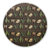 カウボーイ素朴ウエスタンロデオ木製 セラミックノブ (正面)