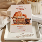 カウボーイ素朴ウエスタン牛最初のロデオ1歳の誕生日 招待状