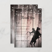 カウボーイ素朴ウッドバーンカントリーワイルドウェスト サンキューカード (正面/裏面)