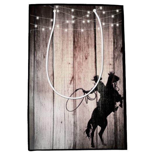 カウボーイ素朴ウッドバーンカントリーワイルドウェスト ミディアムペーパーバッグ (正面)