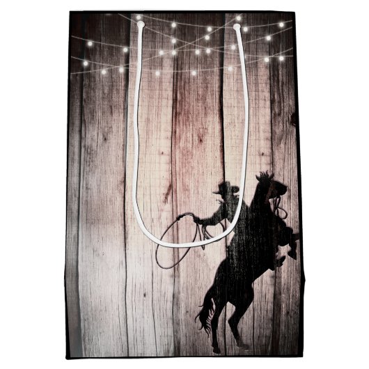 カウボーイ素朴ウッドバーンカントリーワイルドウェスト ミディアムペーパーバッグ (裏面)