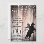 カウボーイ素朴ウッドバーンカントリー婚約シャワー 招待状 (正面)