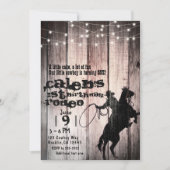 カウボーイ素朴ウッドバーンカントリー1st誕生日パーティー 招待状 (正面)