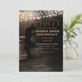 カウボーイ素朴カントリーサルーンパブバースデーパーティー 招待状 (スタンド正面)