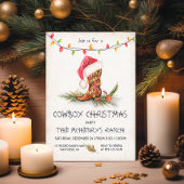 カウボーイ素朴クリスマス水カラーパーティー 招待状