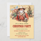 カウボーイ素朴サンタウェスタンのクリスマスパーティー 招待状 (正面)