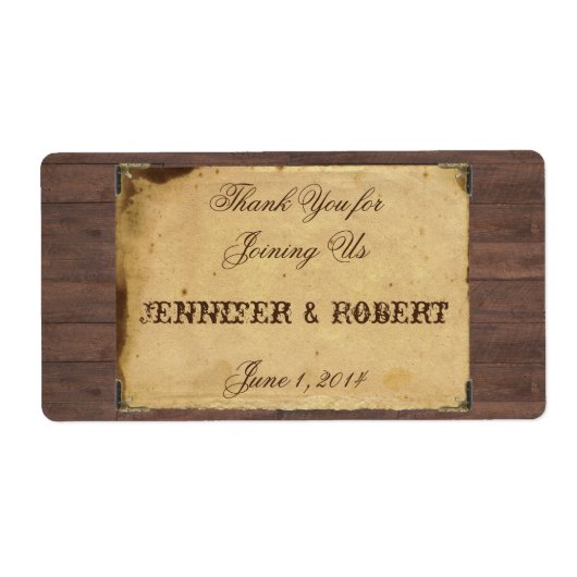 カウボーイ素朴ハット結婚ズのウォーターボトルラベル ラベル (正面)