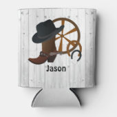 カウボーイ素朴パーソナライズされた 缶クーラー (正面)