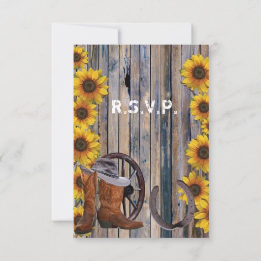 カウボーイ素朴ヒマフラワーカントリーフローラR.S.V.P 出欠カード (裏面)