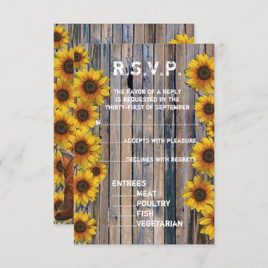 カウボーイ素朴ヒマフラワーカントリーフローラR.S.V.P 出欠カード