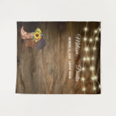 カウボーイ素朴ヒマワリ結婚ウェスタンの背景 タペストリー (正面(横))