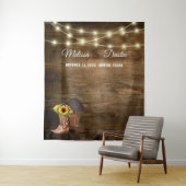 カウボーイ素朴ヒマワリ結婚ウェスタンの背景 タペストリー (インサイチュ)