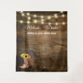 カウボーイ素朴ヒマワリ結婚ウェスタンの背景 タペストリー (正面)