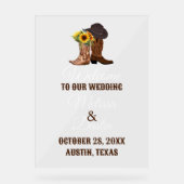 カウボーイ素朴ヒマワリ西結婚の歓迎 アクリルサイン (正面)