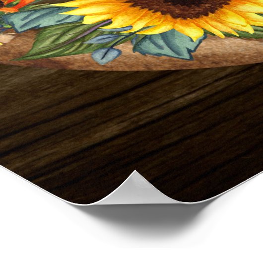 カウボーイ素朴ヒマワリ西結婚の歓迎 ポスター (角)