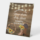 カウボーイ素朴ヒマワリ西結婚の歓迎 台座サイン (正面)