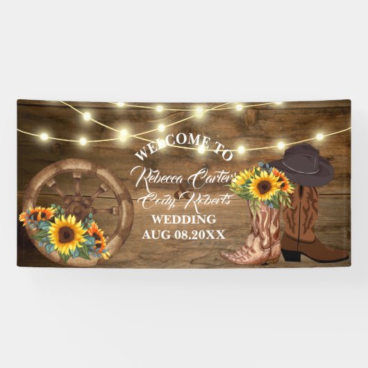 カウボーイ素朴ヒマワリ西結婚の歓迎 横断幕 (横)