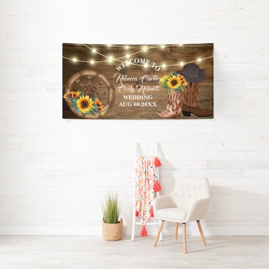 カウボーイ素朴ヒマワリ西結婚の歓迎 横断幕 (インサイチュ)