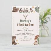 カウボーイ素朴ファースト・ロデオ誕生日 招待状 (スタンド正面)